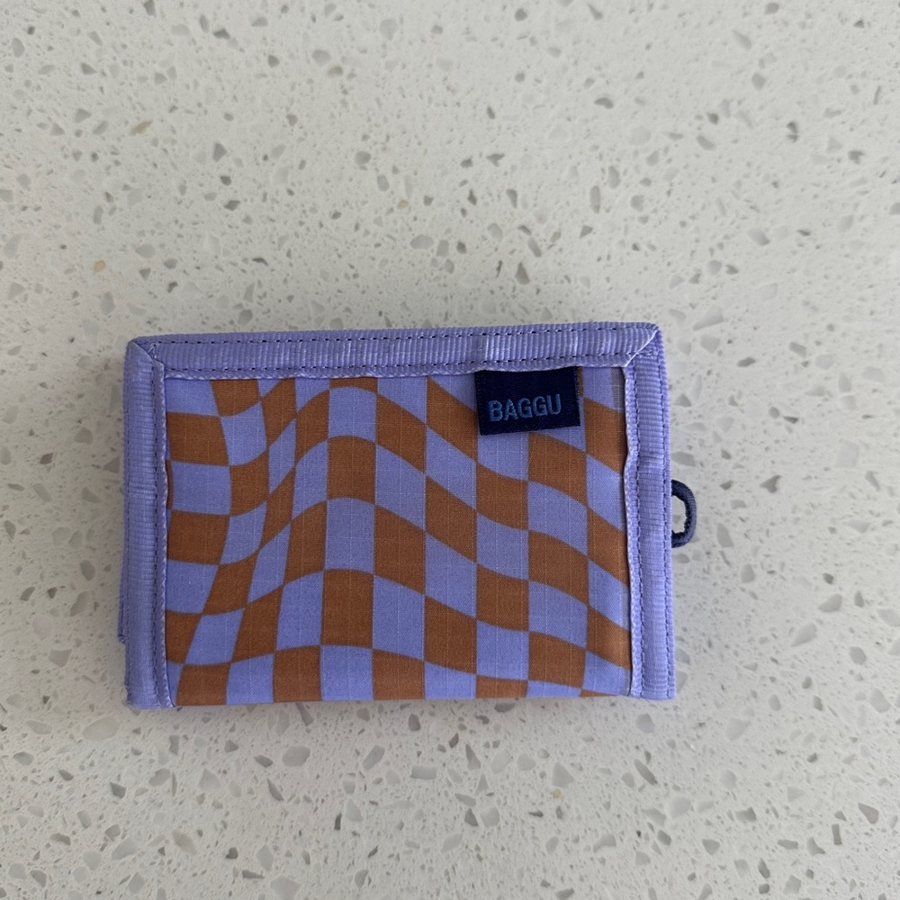 Baggu Lavender Trippy Checker Nylon Wallet